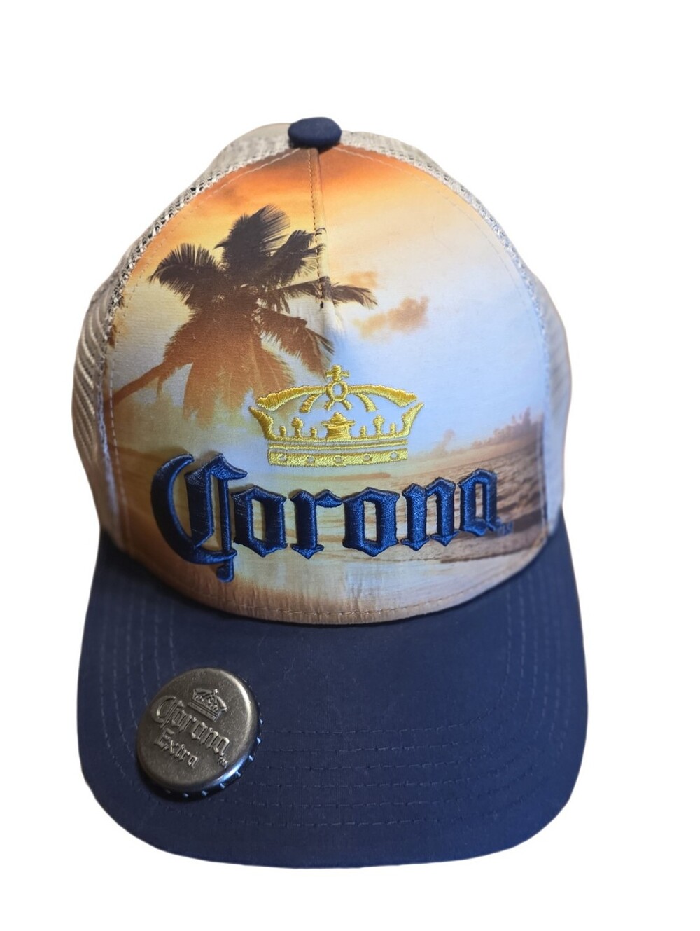Corona Extra Sunset Trucker Hat w/ Built-in Bottle Opener EUC